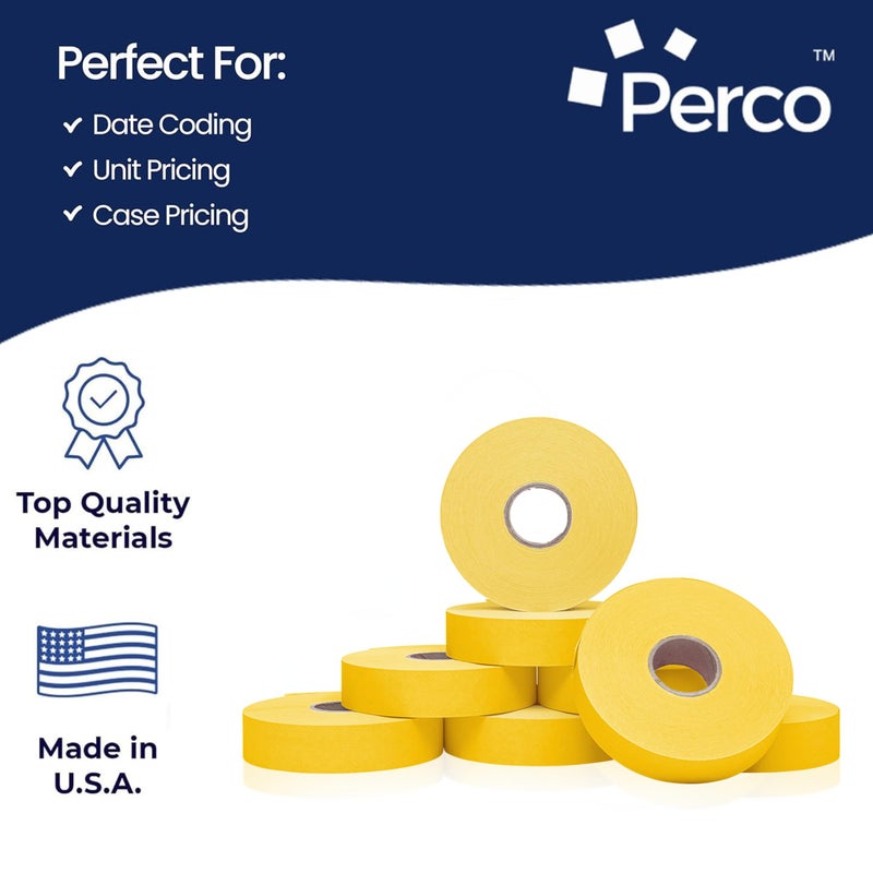 Perco Yellow Pricing Labels for Monarch 1136 Price Gun â€“ 3 Sleeves, 24 Rolls Value Pack - 42,000 Price Marking Labels â€“ with Ink Rolls Included - Image 4